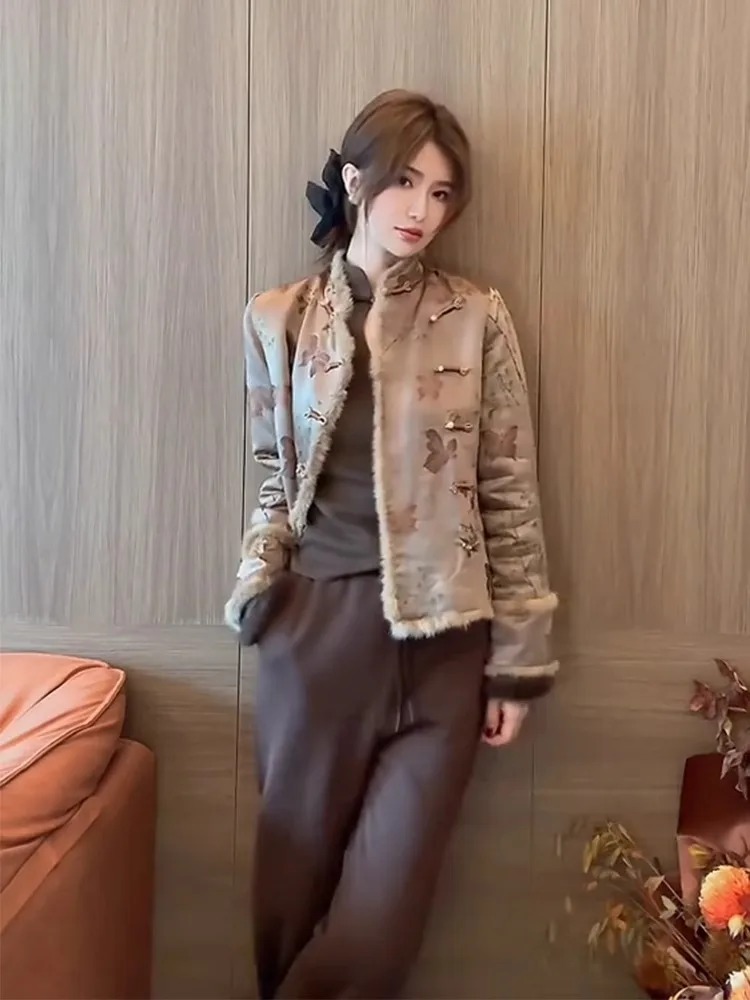 Зимняя одежда Новая китайская куртка на хлопковой подкладке Женская