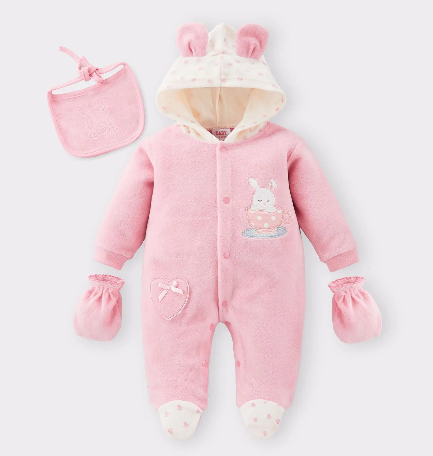 

Newborn Clothes for baby girls boys 100% cotton Hooded clothes Romper fashion outfit set 3pcs -bodysuit+sanitary towel+ Gloves