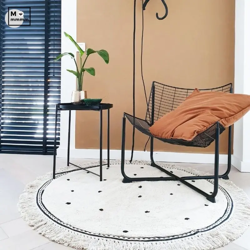 Белый пушистый ковер для гостиной мягкий белый коврик ног в горошек плюшевый