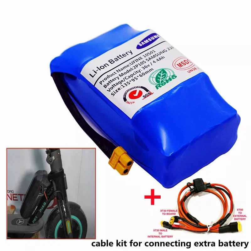 

Extra Expansion m365 and Pro Battery Pack 36V 4.4Ah 7.0Ah 18650 Rechargeable Lithium ion Battery With Cable Kit for Scooter
