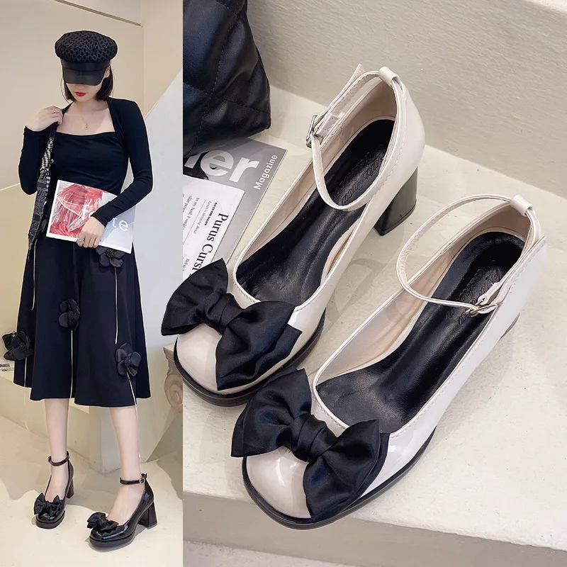

Lolita Shoes Women Japanese Mary Jane Shoes Women Vintage Girls Students JK Uniform High Heel Platform Shoes Cosplay Plus Size