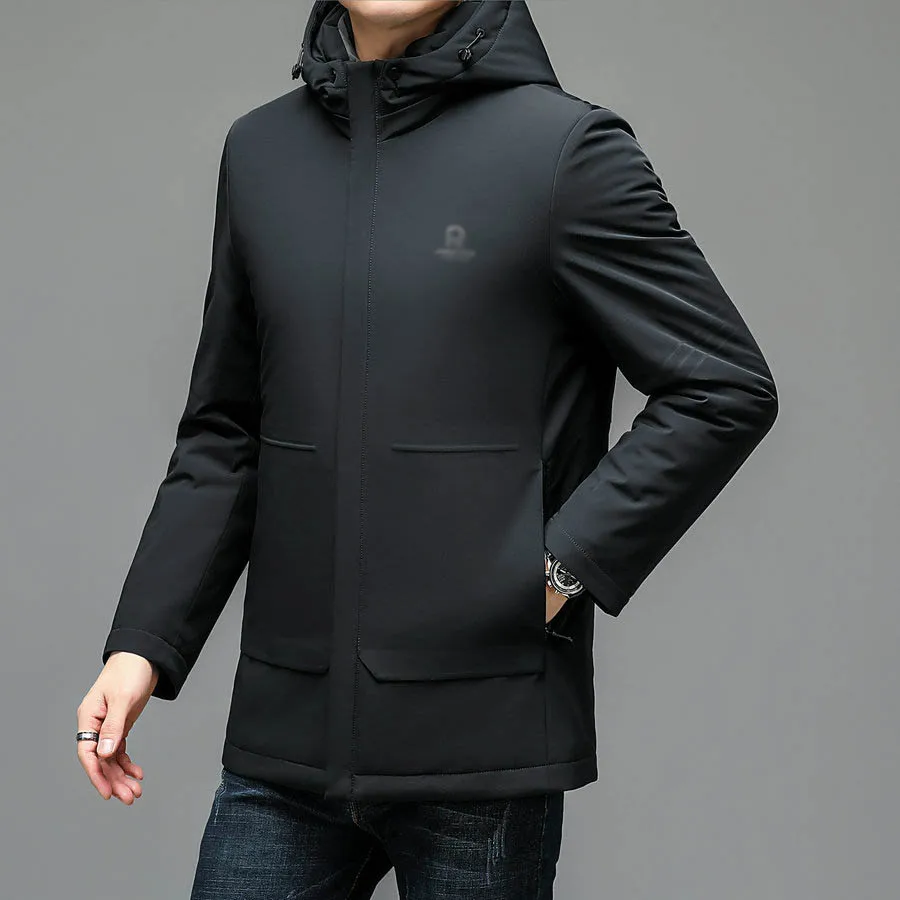 Men Black Navy Blue Puffer Parkas Winter Thermal Hooded Puff Overcoat Lining Detachable Design Warm Thick Jacket Outerwear Male