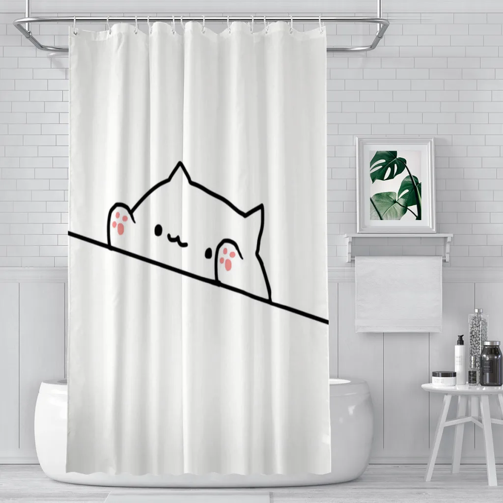 

Bongo Cat Bathroom Shower Curtains Waterproof Partition Curtain Funny Home Decor Accessories