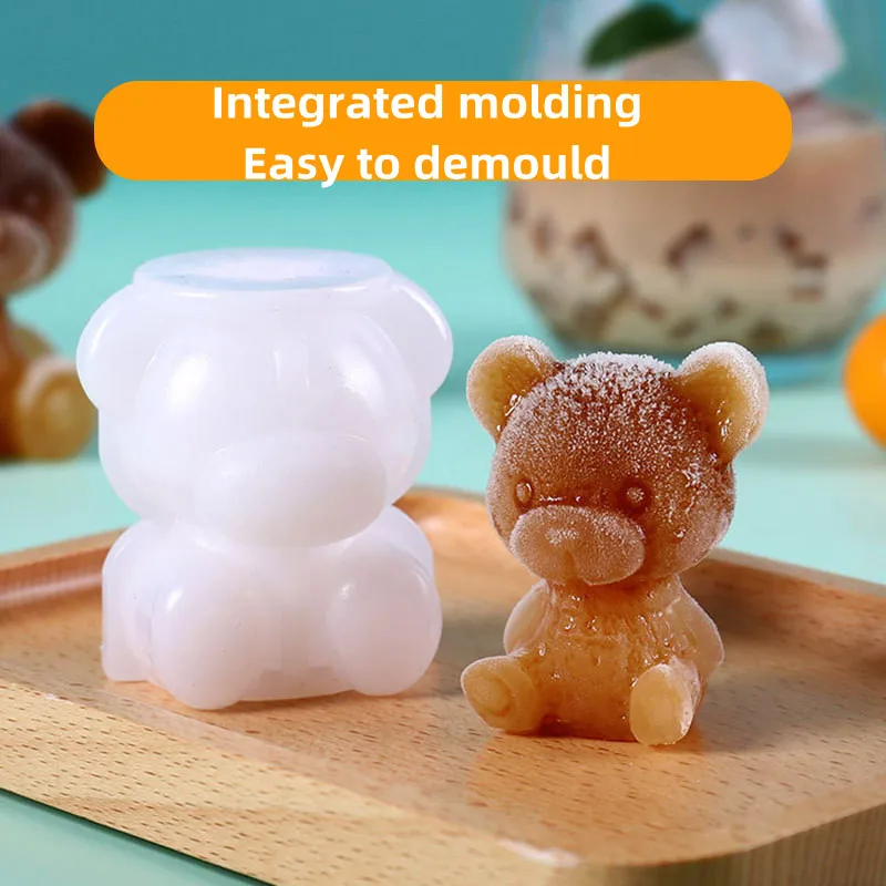 

3pcs Silicone Ice Mold Cube Mould 3D Bear and Rose Shape Chocolate Molds Scotch Coffee Drink Juice Decoration DIY Maker Tools