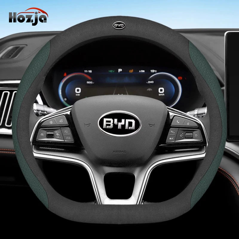 

For BYD TANG EV 2021 2022 2023 Steering Wheel Cover Breathable Anti Slip 12colors Two-tone Leather Car Interior Accessories