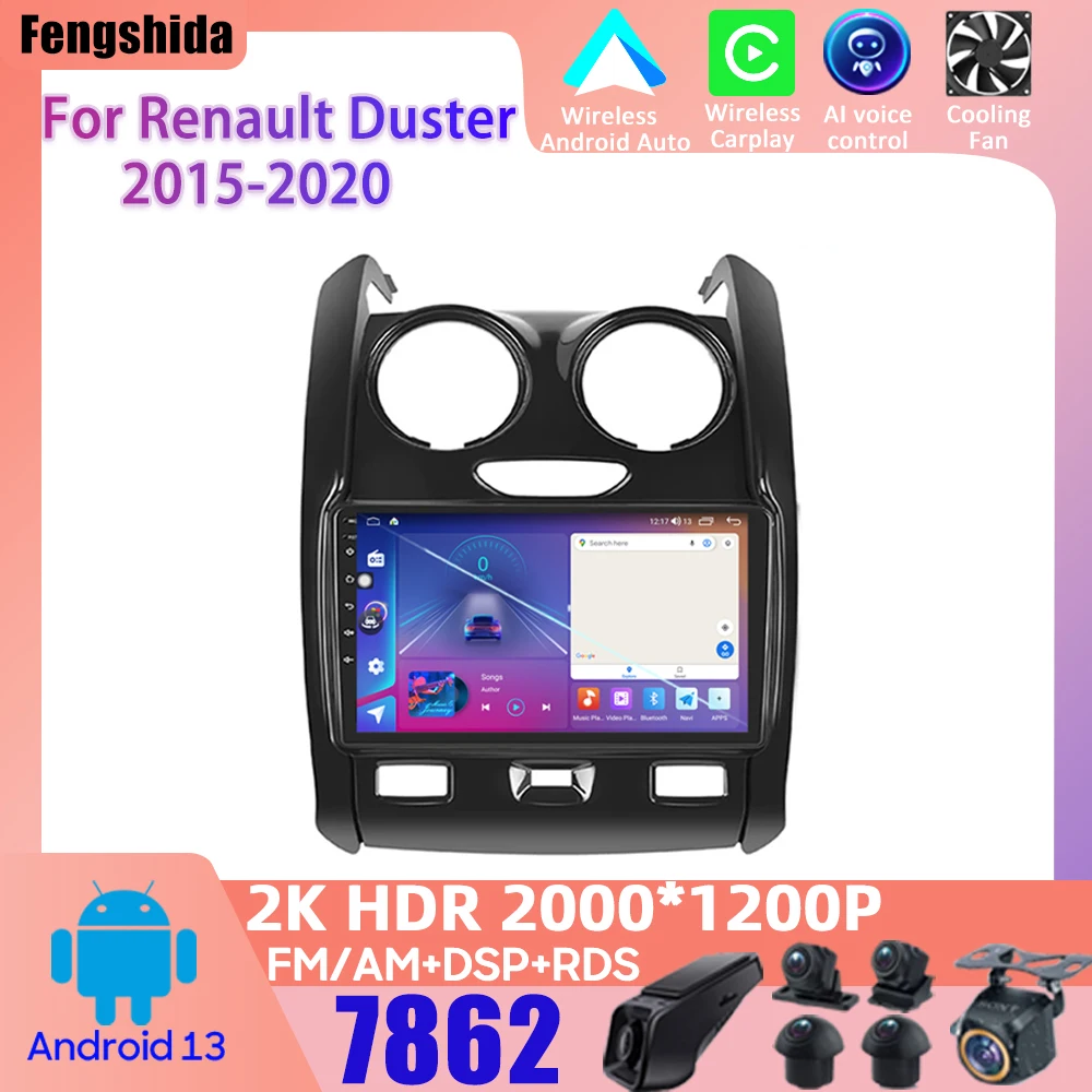 

Car Android For Renault Duster 2015-2020 Lada Largus 2021 Stereo Head Unit No 2din DVD Rear Camera Bluetooth GPS Navigation Wifi