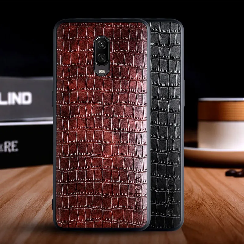 

Case For Oneplus 6T Funda Luxury Crocodile Pattern Leather Soft TPU Hard Phone Cover For Oneplus 6t Case