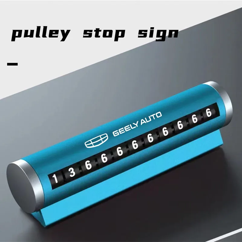 

For GEELY Car Metal Temporary Parking Card Rotate Phone Number Plate Aluminum Stickers Park Stop Auto Accessories