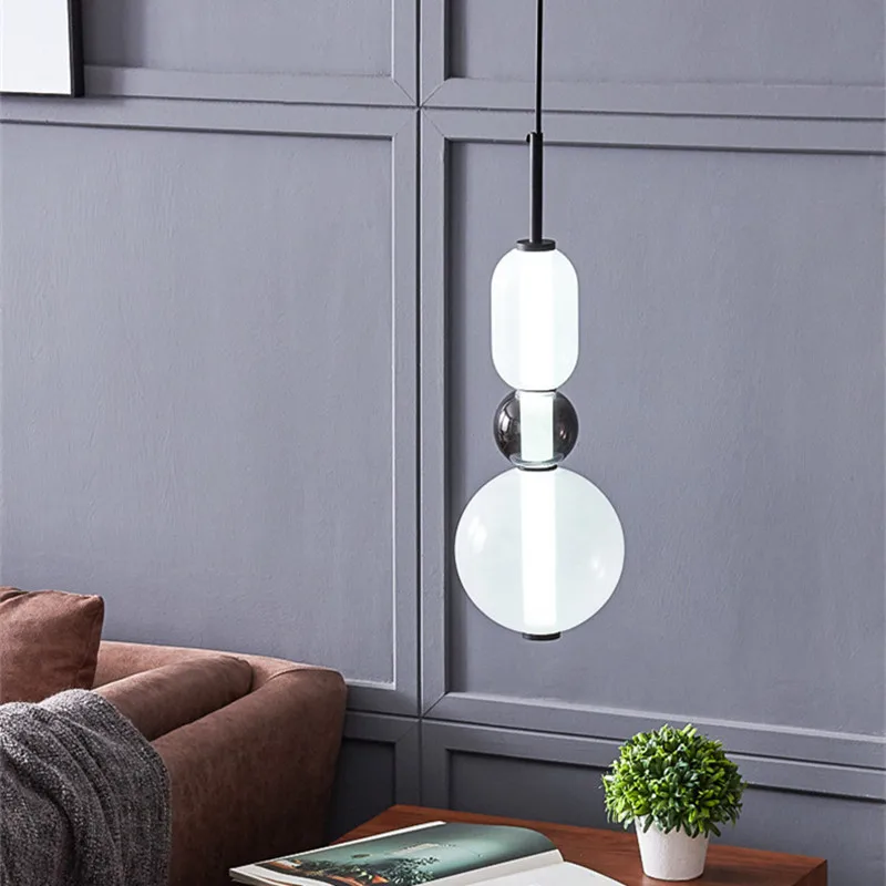 Дешево Внутреннее освещение, разноцветный стеклянный подвесной светильник, лампа для столовой, прикроватный светильник для бара, кафе, подвесная ...