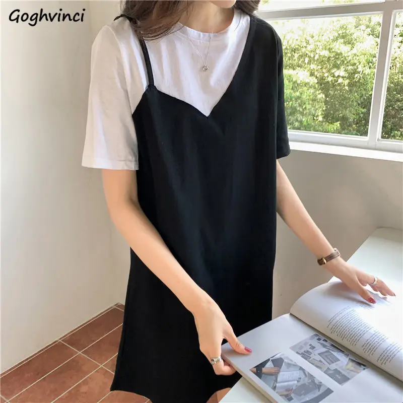 

Платья женские универсальные, простой новый дизайн, лоскутные Асимметричные Летние удобные черные повседневные Модные женские элегантные ...