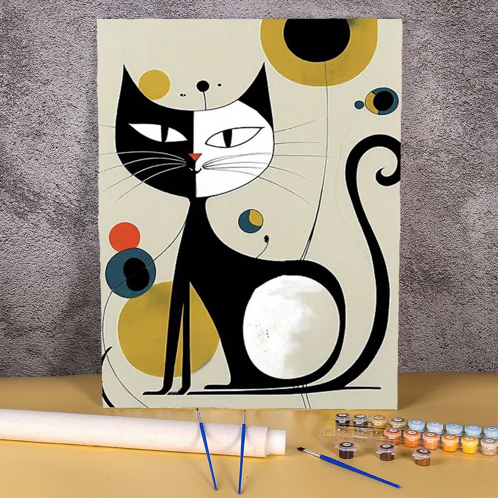 50x70 DIY Картина маслом по номерам Абстрактная кошка для детей Краски Наборы