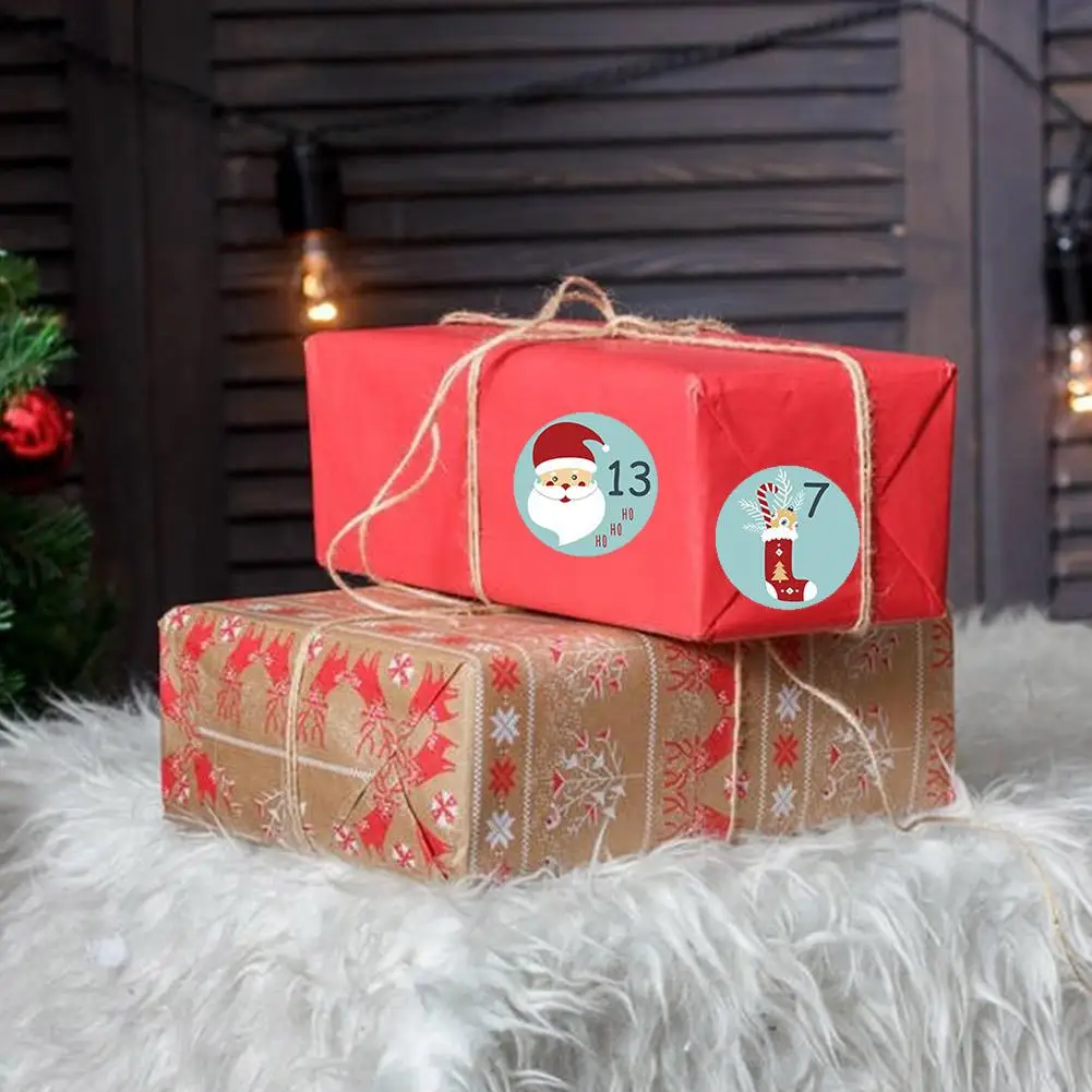 Рождественские наклейки самоклеящиеся цифровые календари кавайные мультяшные