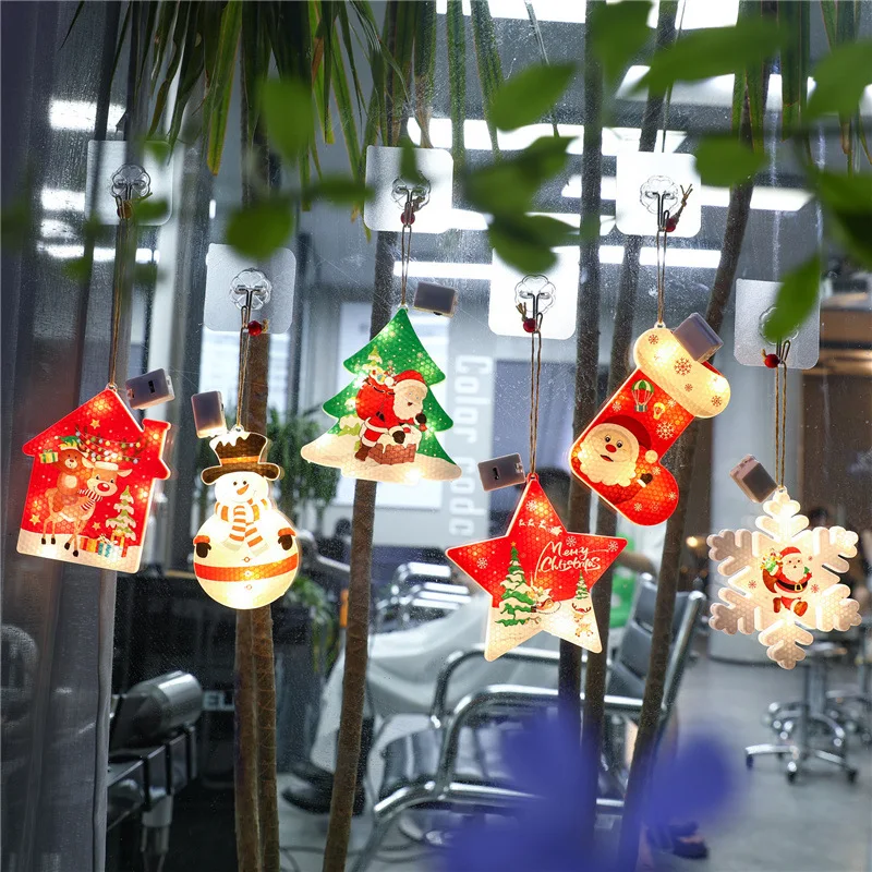 

6pcs Christmas Tree Lights Christmas Lights Decorations Lighted Window Hanging Pendant Window Shop Party Room Decor Party Gift