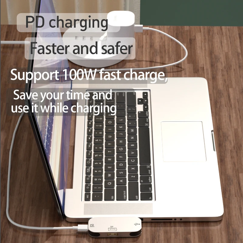 Адаптер для быстрой зарядки 3 в 1 USB Type C-HDMI-совместимый/DP/Mini DP адаптер 100 Вт PD