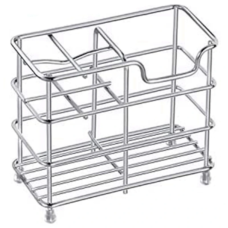 

Small Bathroom Toothbrush Holder, 5 Slots Silver Stainless Steel Bathroom Accessories Small Space Storage Rack