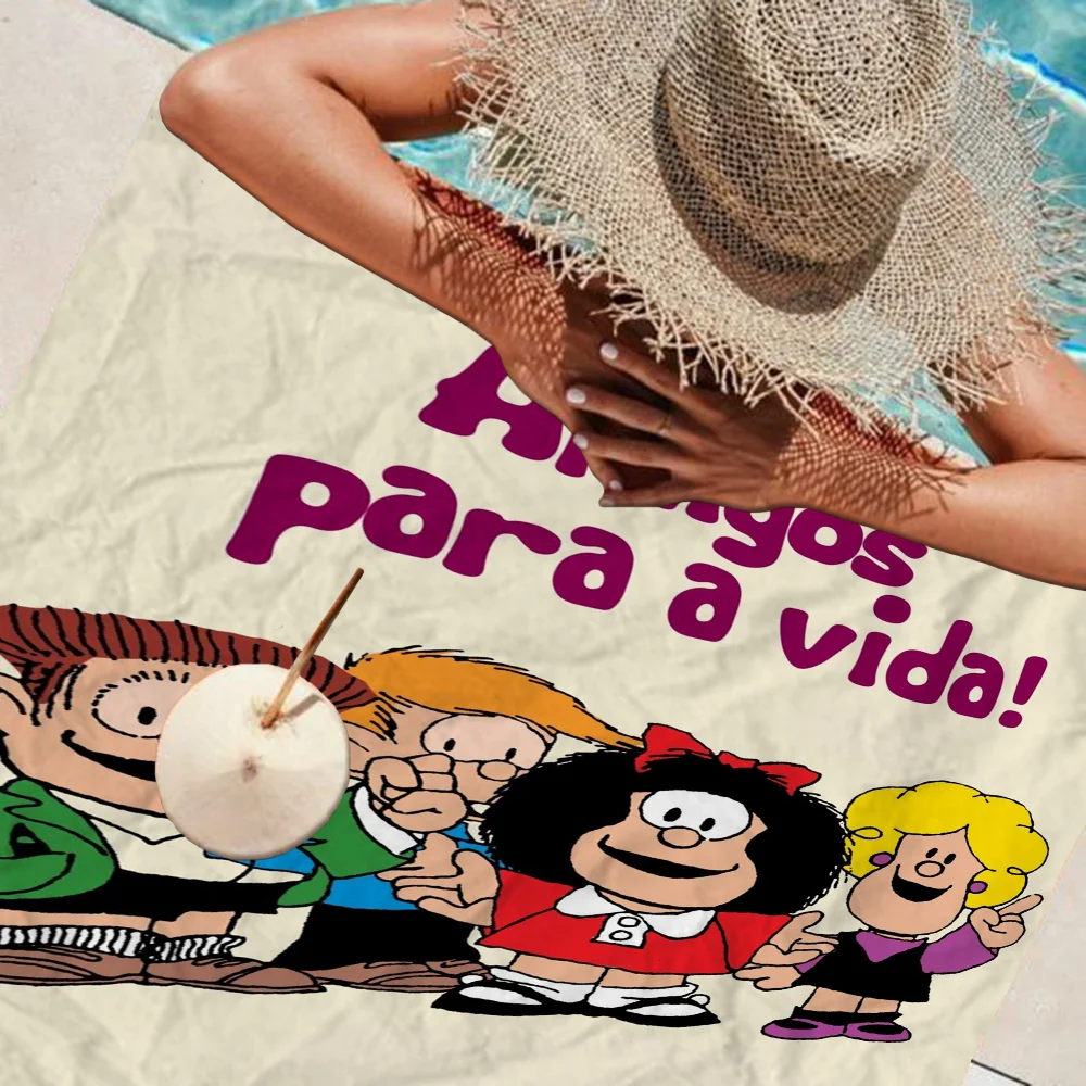 Милые Мультяшные большие пляжные полотенца Mafalda из микрофибры быстросохнущее