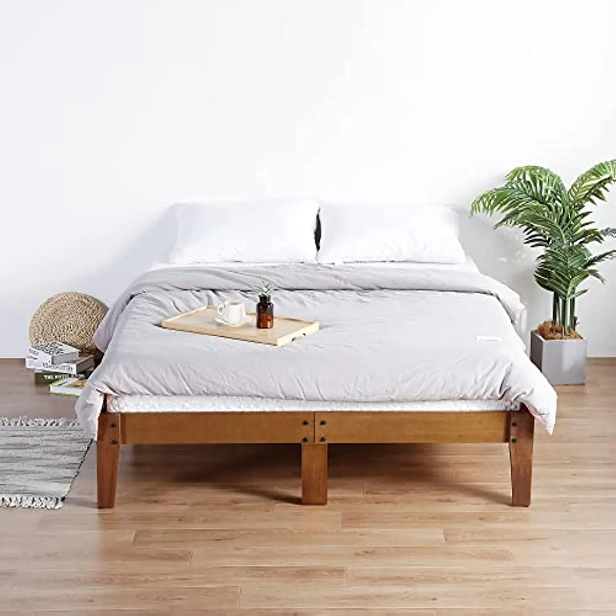 

14Inch Smart Wood Platform Bed Frame Queen Natural
