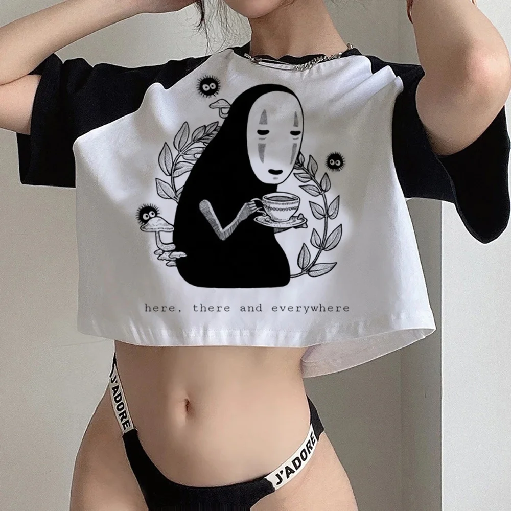 

Японский Миядзаки Хаяо корейский модный эстетический кроп-топ Женская манга уличная одежда Харадзюку Милая одежда футболки