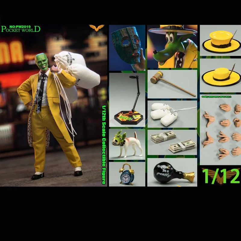 

PRESENT TOYS PT-sp35 1/12 Scale Male Soldier The Mask People Jim Carrey Model 6'' Full Set Action Figure Body Doll for Fans Gif