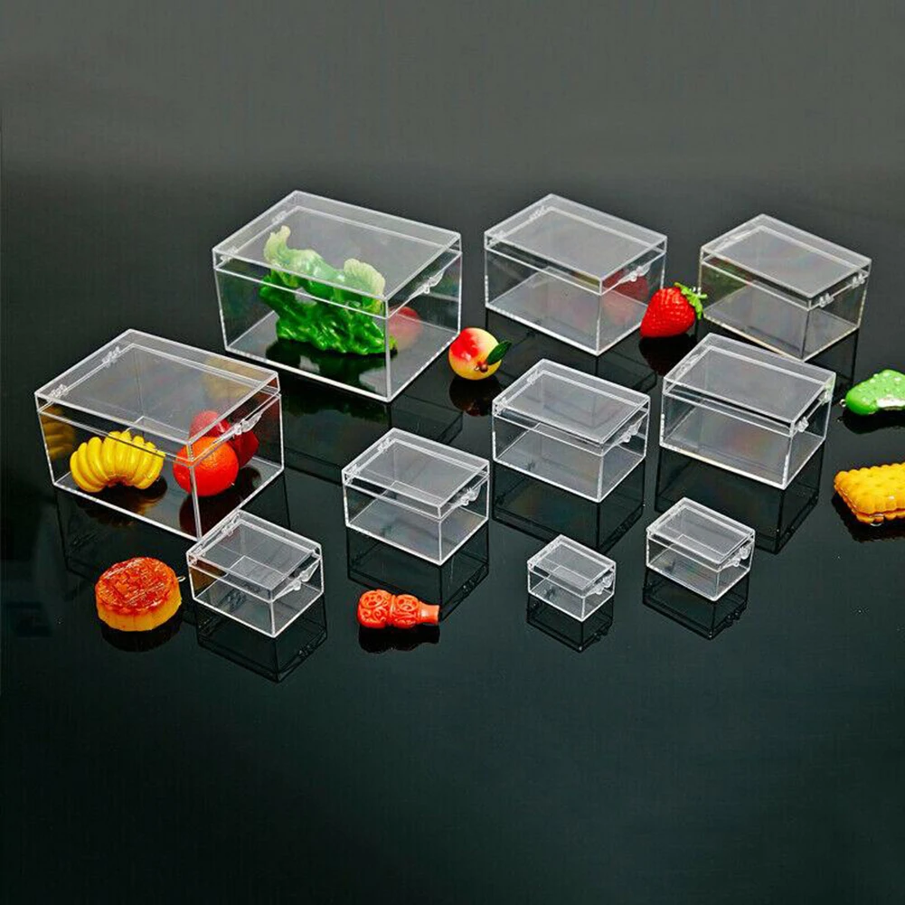 

Storage Boxes Rectangle Mini Clear Plastic Jewelry Case Container Packaging Box For Earrings Rings Beads Collecting Small Items