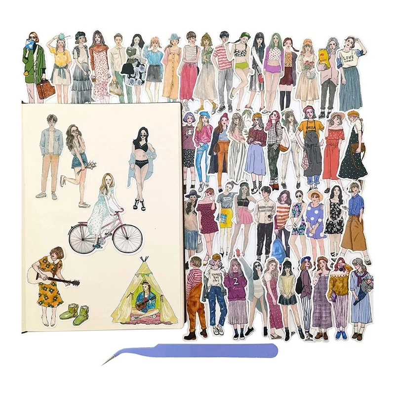 

209 Pack Stylish Girls Boys Scrapbook Stickers Character Stickers Scrapbook Supplies Diary Scrapbooking Supplies