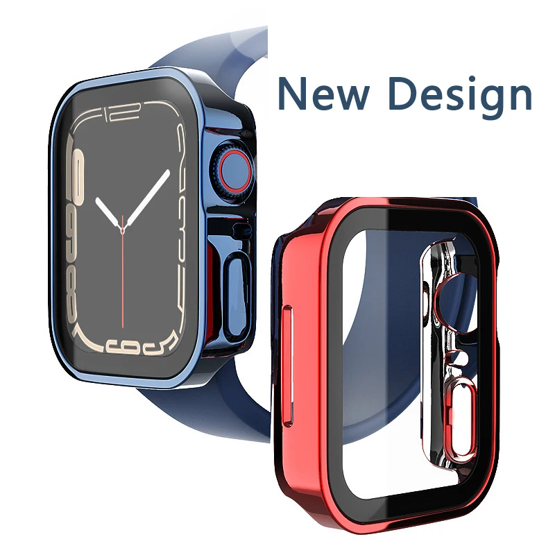 waterproof Screen protector Bumper Frame hard Case for Apple watch 7 6/SE/5/4 cover Tempered glass film iwatch 7 6 se 5 40mm 44