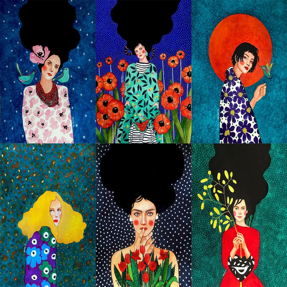 Canvas Painted Oil Paint By Numbers Aries Girl DIY Wall Art Picture Craft Kit Oil Paint Numbers DIY Hand Painted