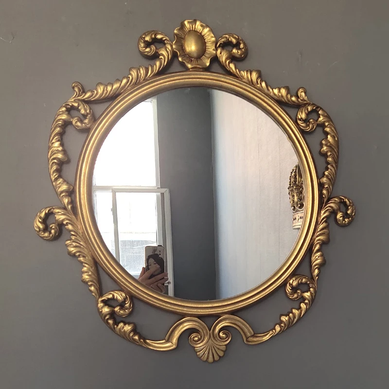 

Round Makeup Wall Mirror Art Hanging Aesthetic Luxury Macrame Nordic Gold Vintage Living Room Mirror Espejos Lustra Wall Decor