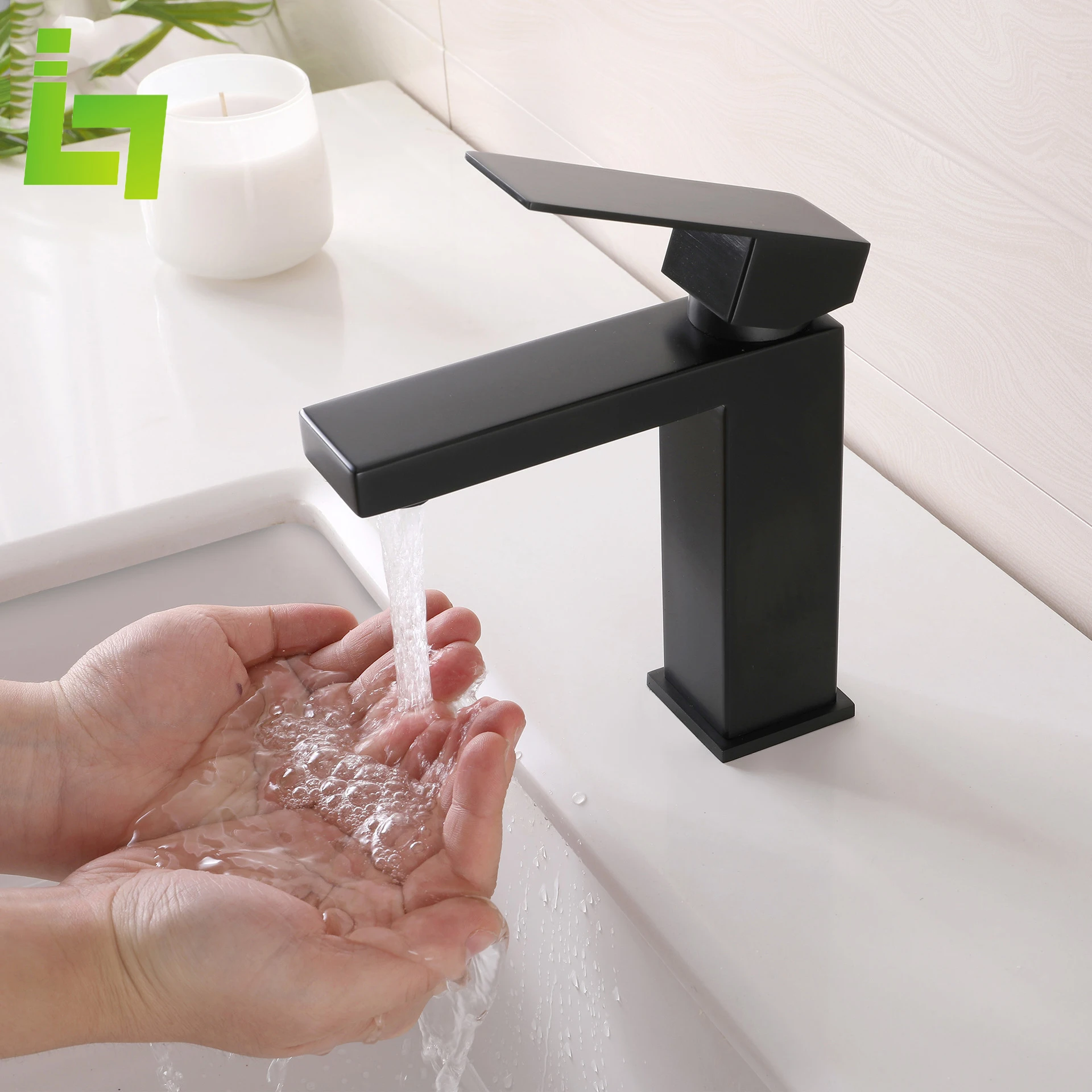 

Luxury Rose Gold Bathroom Faucet Deck Mount 304 Stainless Steel Cold and Hot Black Sink Tap