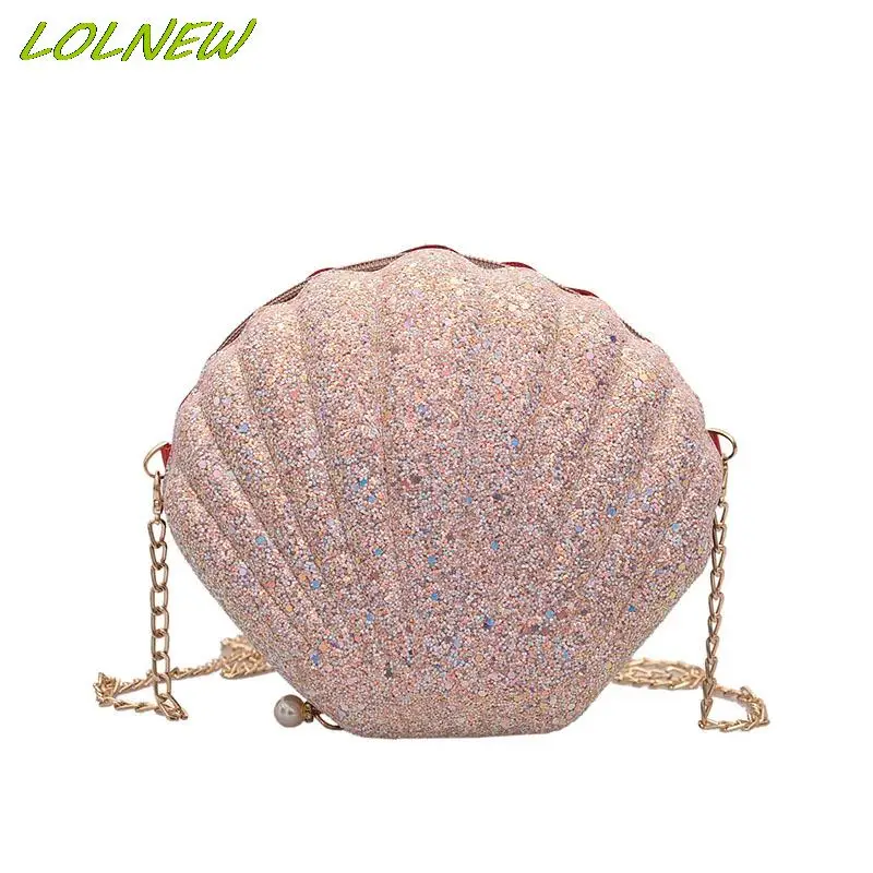 

Little Mermaid Seashell Purse Cross-Body Shoulder Bags for Women Girls Glitter Sequins Chain Evening Purse Femme Sac Bolos