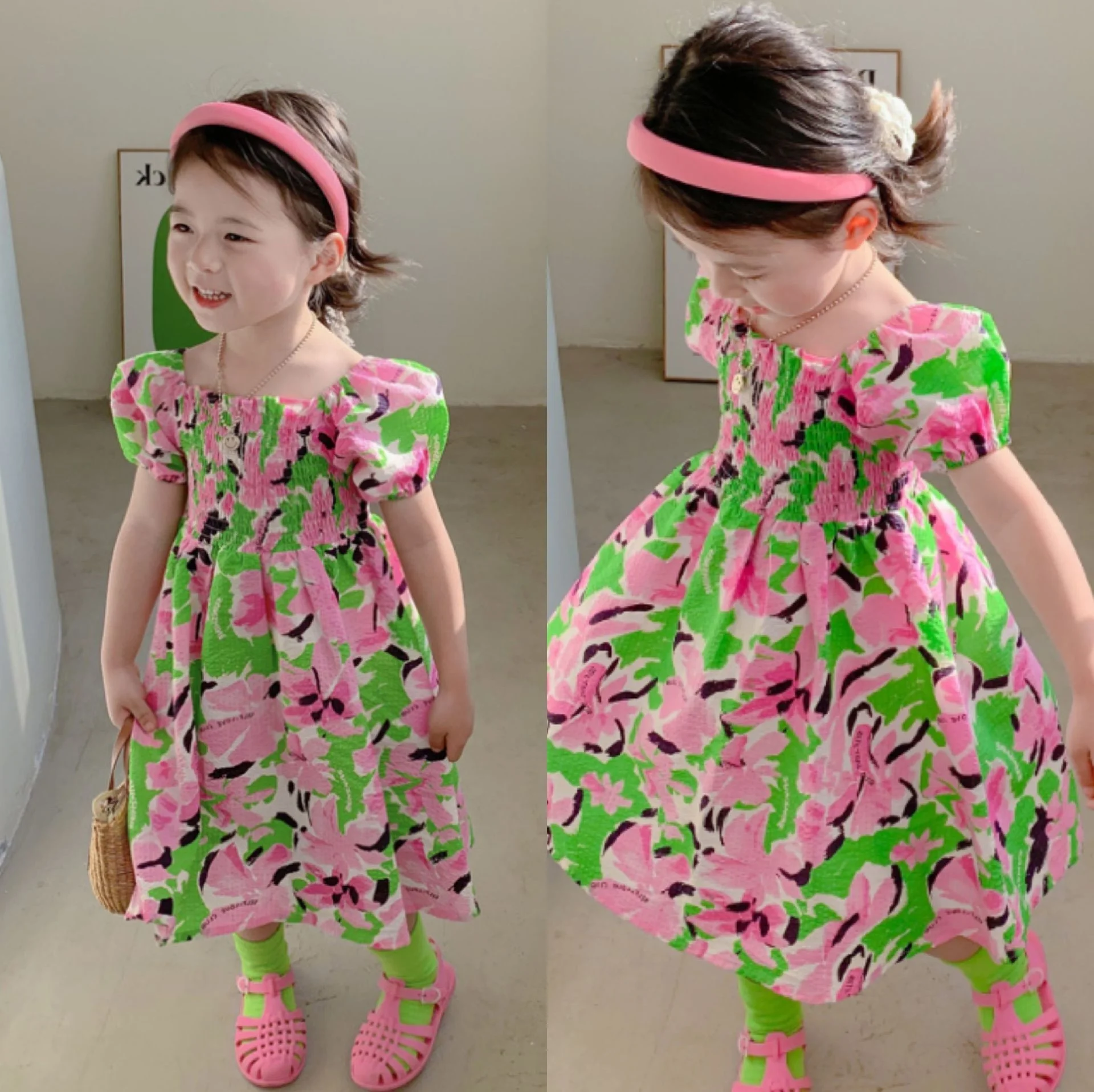 

Holiday Dress Summer Sweet Flower Skirt Wear Children Clothing Little Girls Princess Elegant Kids Frocks