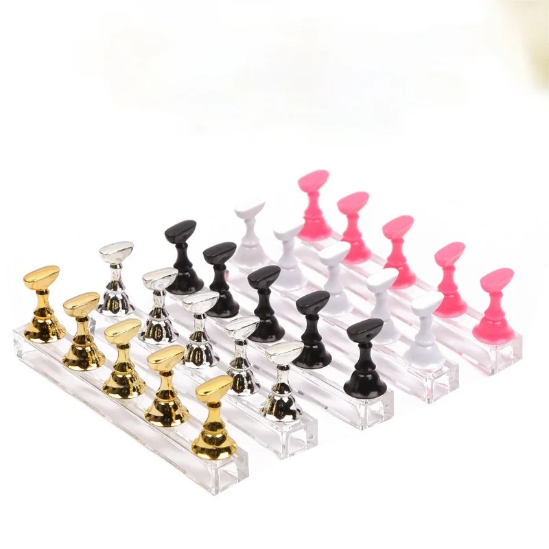 

Nail Art Practice Display Stand Rack Checker Board Tips False Nails Holder UV Gel Showing Shelf Training Base DIY Manicure Tool