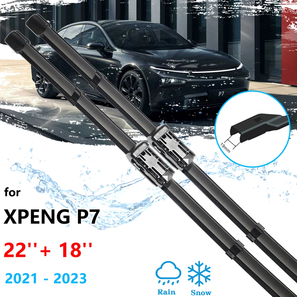 

2x For Xpeng P7 2021 2022 2023 Front Wiper Blades Brushes Window Boneless Frameless Rubber Cleaning Windshield Windscreen Parts