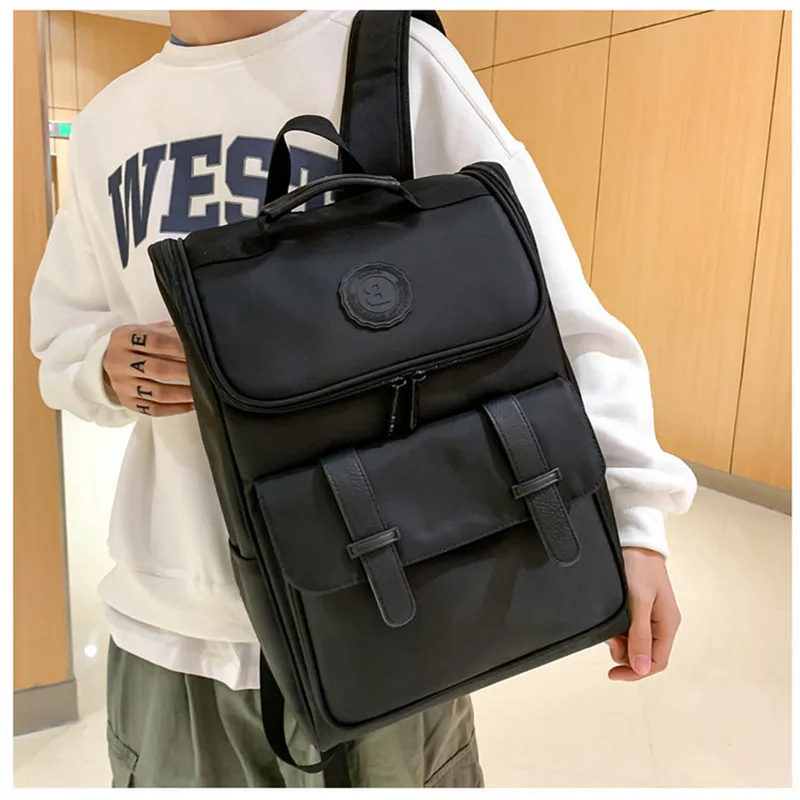 

Large Capacity Backpack Men Waterproof Oxford Black 15.6 Inch Laptop Back Pack Male Casual University Student School Bag