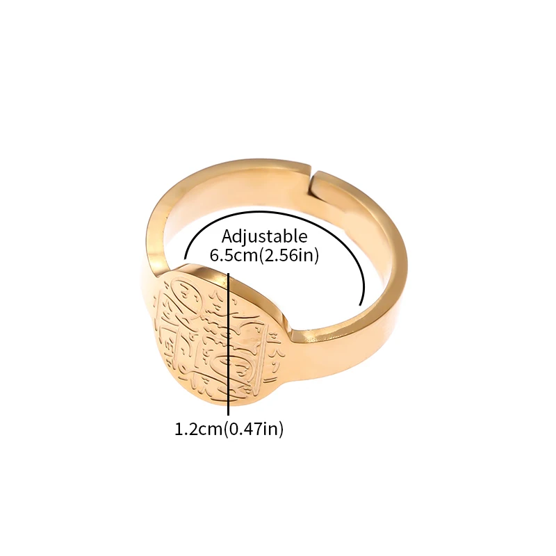Открытое регулируемое кольцо из нержавеющей стали Ayatul Kursi Quran с каллиграфией для