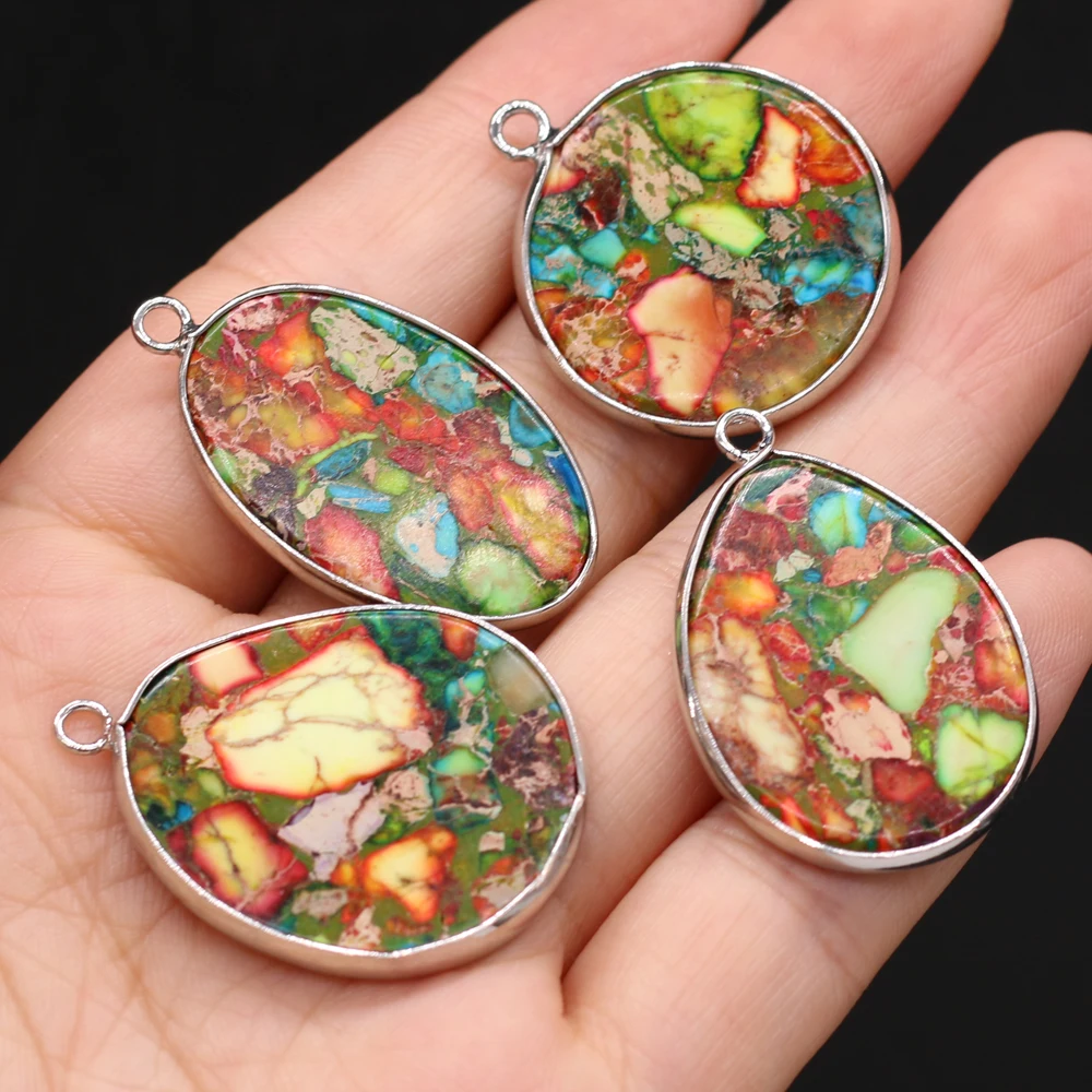 

Natural Stone Emperor Stone Irregular Silver Plated Pendant For Jewelry Making DIY Necklace Earring Accessories Charm Gift Decor