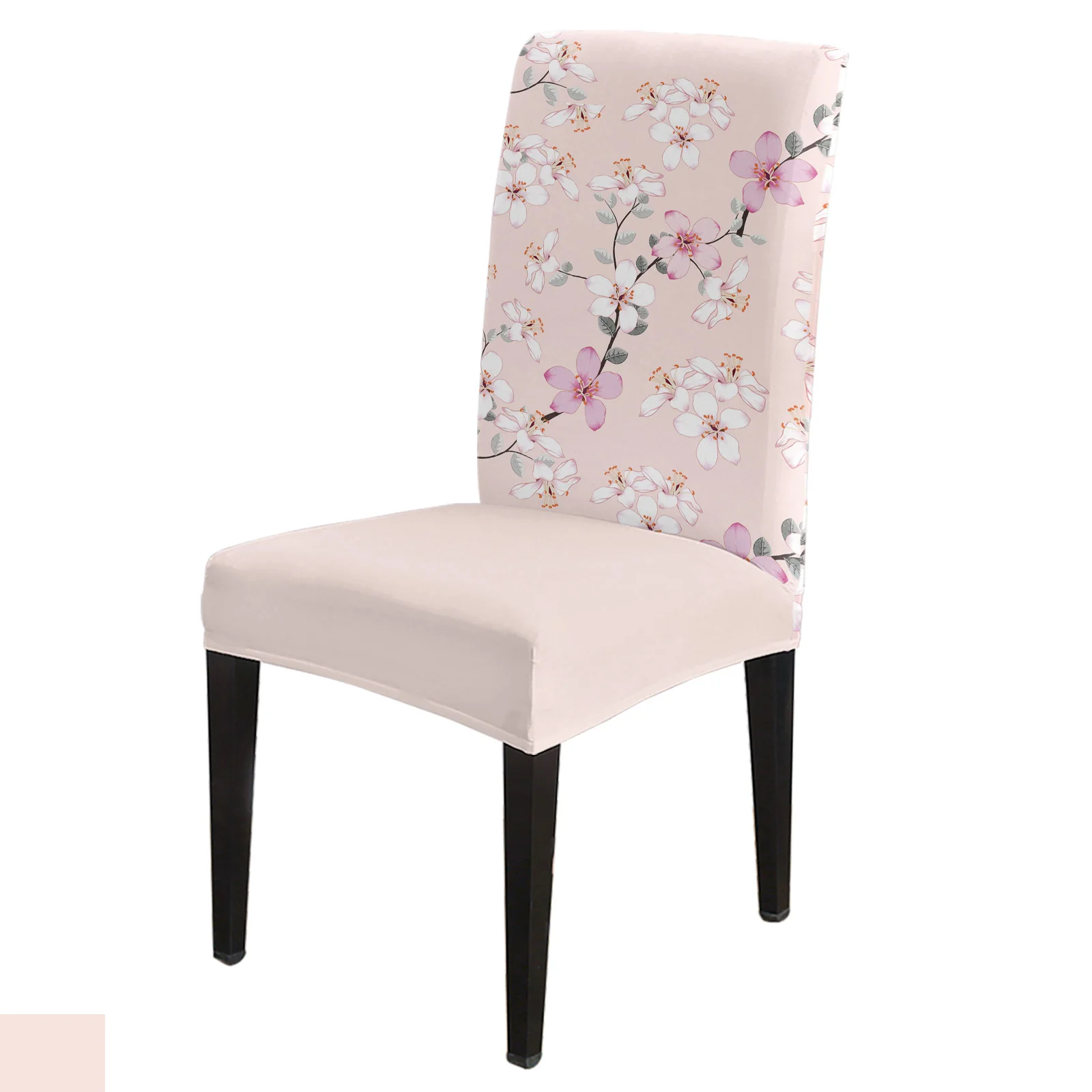

Чехол для обеденного стула, эластичный чехол из спандекса розового цветка персикового цвета, для кухни, банкета, свадьбы, вечеринки, весна