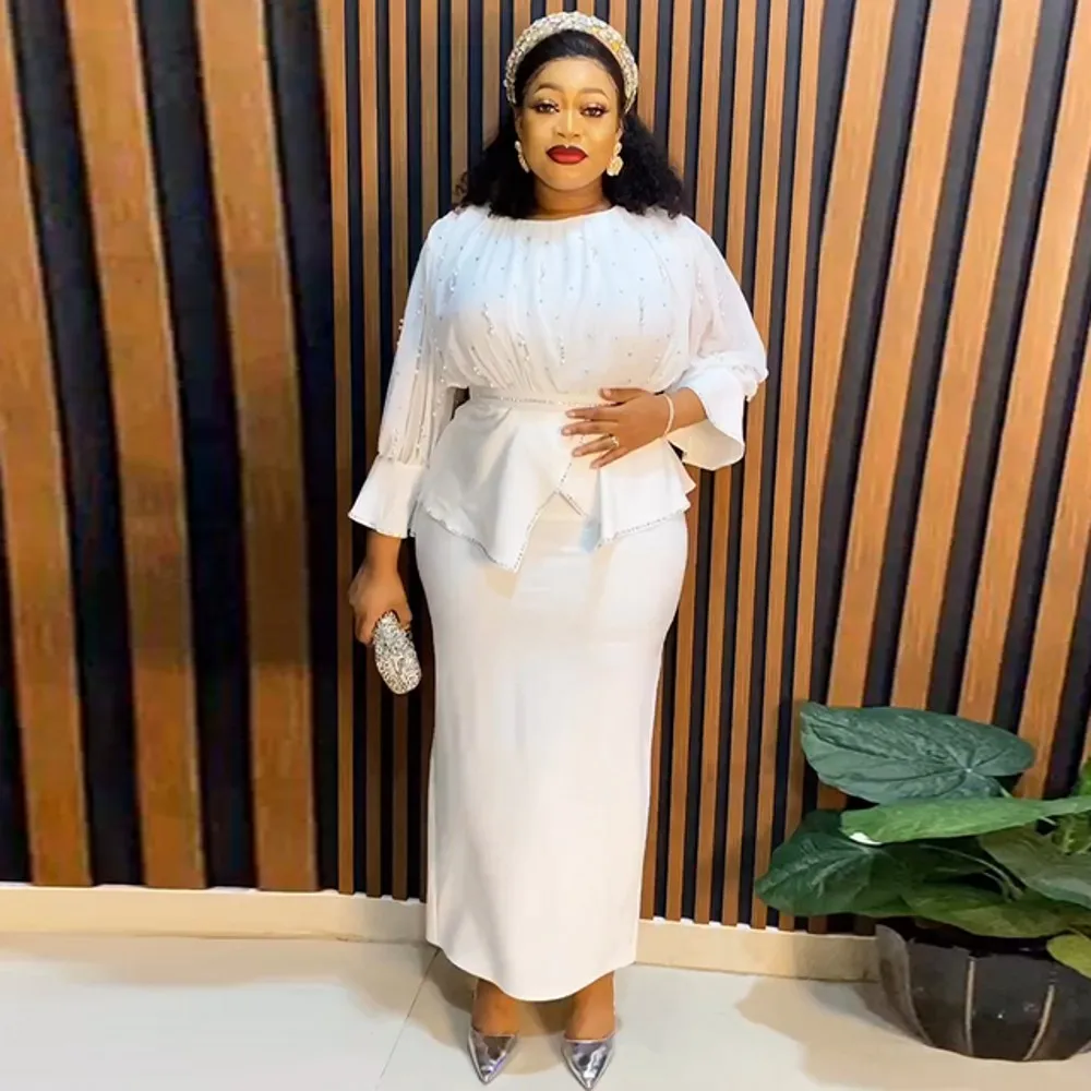 

African Dresses For Women Two Pieces Set Tops And Skirts Suits Dashiki Ankara Turkey Outfits Plus Size Lady Party Clothing 2023
