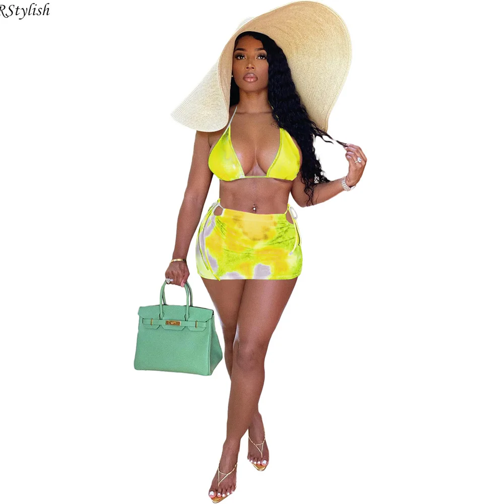 

Стильный комплект из 2 предметов с принтом, женский бюстгальтер на бретелях, мини-юбка на шнуровке, облегающая сексуальная одежда для ночног...