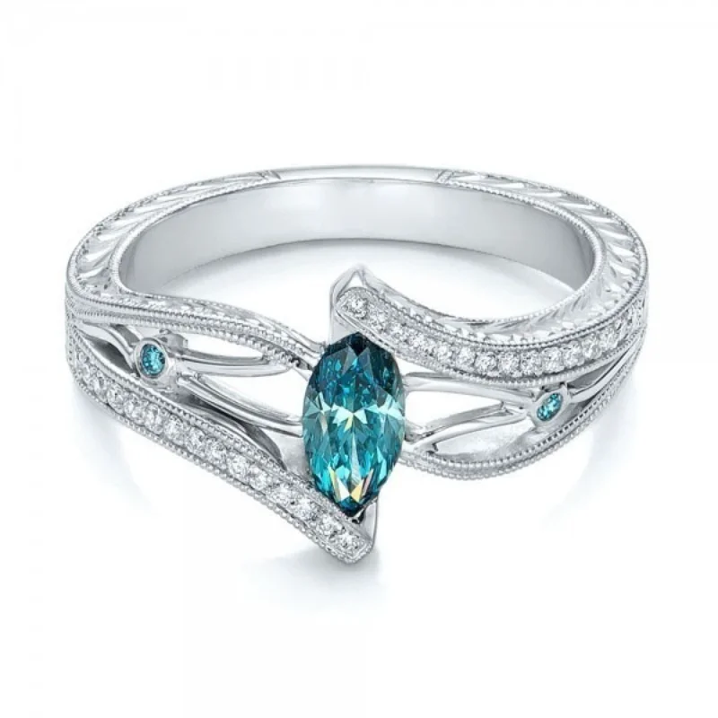 

Luxurious imitation aquamarine topaz women's engagement ring