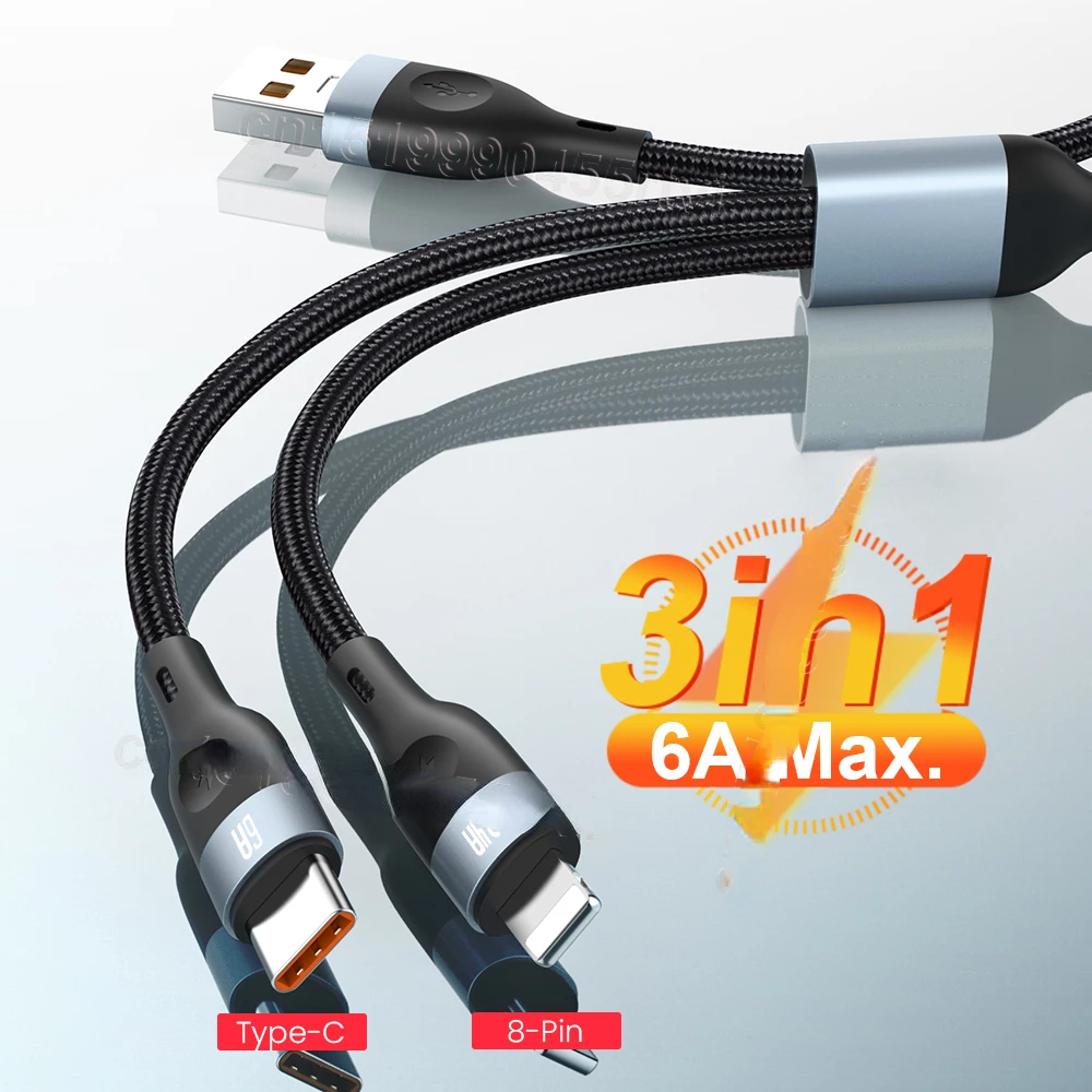 

Кабель USB Type-C, 6 А, 66 Вт, для быстрой зарядки Huawei Mate 40 P50 Pro, быстрая зарядка 2 в 1, USB-кабель для iPhone 13, 12, 11 Pro Max