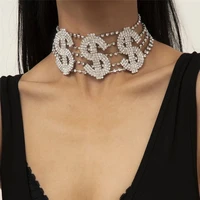 fashion large us dollar sparkling crystal necklace exquisite rhinestone jewelry shiny necklace daily wear jewelry christmas gift