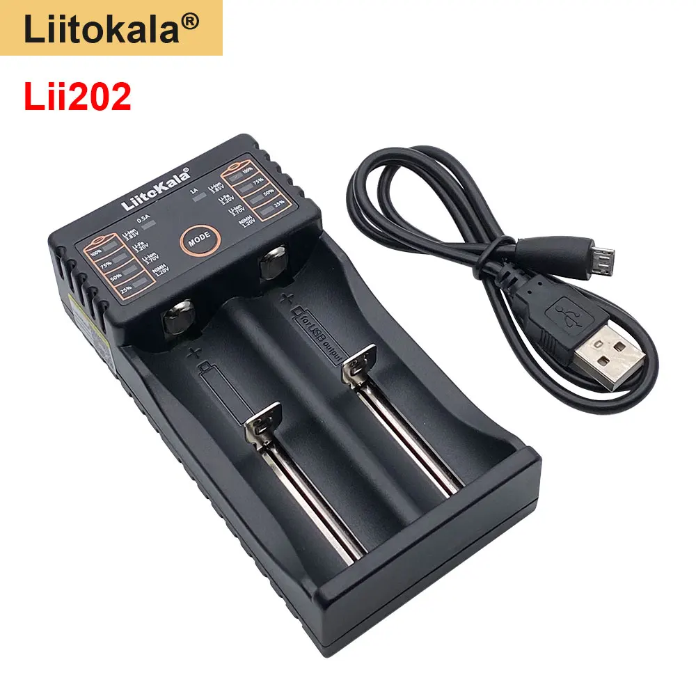 

Original Liitokala Lii-202 3.7V/1.2V AA/AAA 18650/26650/16340/14500/10440/18500 NiMH li-ion battery Charger 5V 2A EU Plug