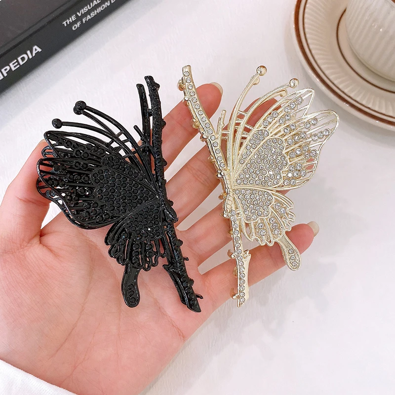 

Women Hair Claw Gold Butterfly Grab Clip Elegant Luxury Vintage Diamond Hair Clip Hair Accessories