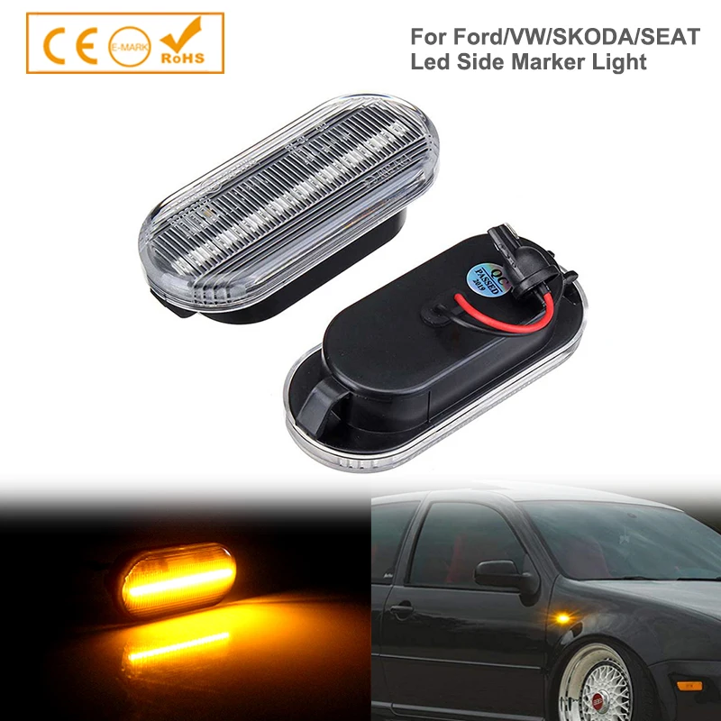 

2x Dynamic Led Side Marker Light Turn Signal Lamp For VW Passat Polo Sharan Golf Caddy Bora Beetle Transporter Amarok Fox Lupo