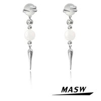 masw original design dangle earrings for womne female gifts simply round bead high quality metal drop earrings modern jewelry