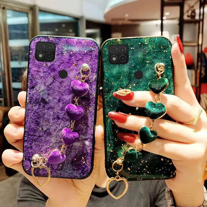 

New Luxury Bracelet Cover For Xiaomi Redmi 9C case Silicone Cover Redmi9C case with marble pattern case Redmi 9C NFC 10C