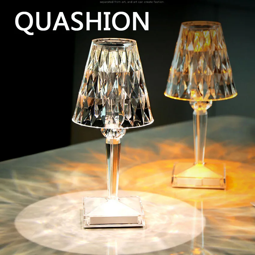 

Светодиодная настольная лампа в скандинавском стиле, роскошный хрустальный ночник, перезаряжаемый семейный декор, романтические атмосфер...