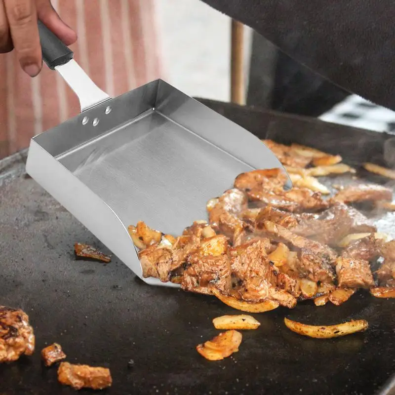 

Food Safety Transfer Shovel Creative French Fries Snack Mobile Shovel Stainless Steel Labor-Saving Food Shovel Barbecue Tool