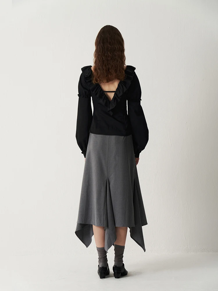 Атласные легкие рябь Some Sometimes плиссированные рубашки с v-образным вырезом и